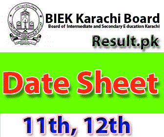 bsekkarachi Date Sheet 2024 class SSC, 10th, Matric, 9th, SSC Part 1, SSC Part 2